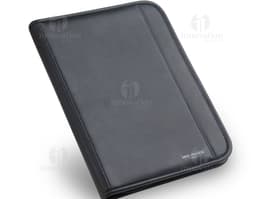 Pasta A4 de Couro Preto para Armazenamento de Documentos e Organização no Escritório. Ideal para guardar notebook, discos