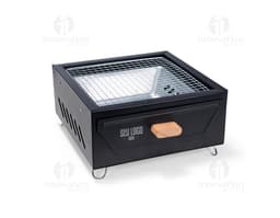 Churrasqueira portátil perfeita para uso em casa, no escritório ou em viagens. Equipamento de metal com design moderno e