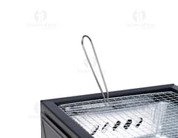 Churrasqueira portátil perfeita para uso em casa, no escritório ou em viagens. Equipamento de metal com design moderno e