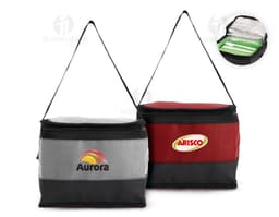 Bolsa térmica preta de 5 litros, feita de couro e equipada com alça, zíper e alça para transporte. Ideal para armazenar