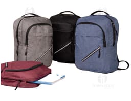 Mochila de couro preta estilo briefcase com alça de mão e alças para as costas. Fechamento com zíper, detalhes em metal e