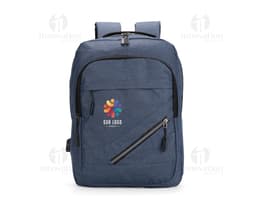 Mochila de couro preta estilo briefcase com alça de mão e alças para as costas. Fechamento com zíper, detalhes em metal e