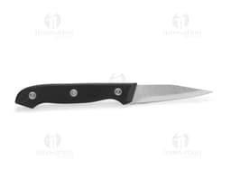 Kit churrasco contendo seis peças, incluindo garfo, faca, colher, espátula, pegador e faca de cortar carne, em aço inoxidável