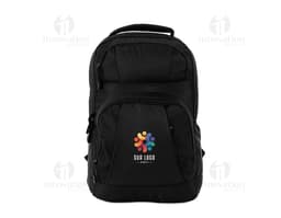Mochila Oxford 23L preta de couro para viagem, equipada com alça de mão e zíper. Ideal para transportar bagagem de forma