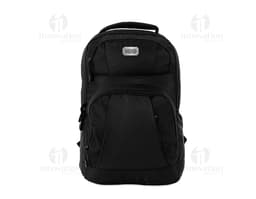 Mochila Oxford 23L preta de couro para viagem, equipada com alça de mão e zíper. Ideal para transportar bagagem de forma