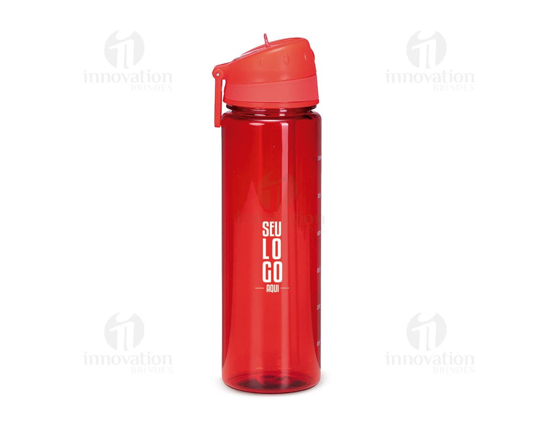 Squeeze Plástico 700ml transparente, vazio e com tampa. Objeto de plástico para armazenar líquidos, como água, de forma limpa