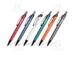 Caneta metal touch multicolorida, ideal para escrita e desenho em papel.