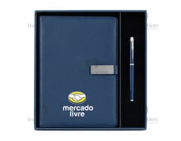 Kit Executivo 2 Peças, composto por um notebook, drive externo, pasta, dispositivo, computador, teclado, equipamento preto