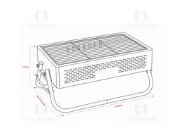 Churrasqueira portátil com design moderno e compacto, ideal para uso em ambientes externos. Feita de metal e plástico, possui