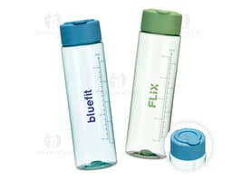 Garrafa plástica amarela de 500ml contendo líquido transparente, objeto de cuidados de higiene e saúde.