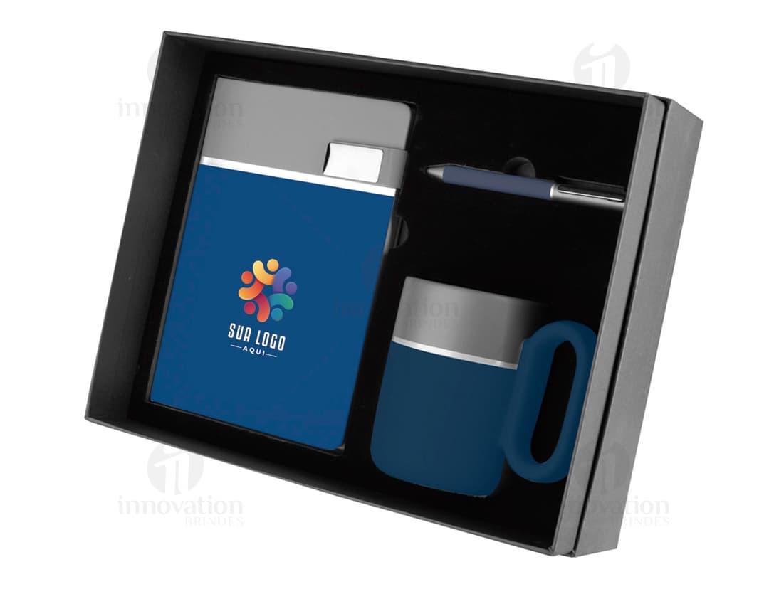 Uma imagem representando um kit de escritório moderno e tecnológico, incluindo um videodisk, notebook, computador, ícone