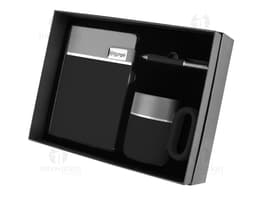 Uma imagem representando um kit de escritório moderno e tecnológico, incluindo um videodisk, notebook, computador, ícone