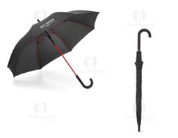 Guarda-chuva preto e amarelo, perfeito para protegê-lo da chuva e do sol. Design fashion e seguro, ideal para o outono.