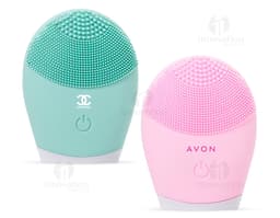 Massageador e limpador facial moderno e design. Equipamento de tecnologia limpa e cuida da pele. Controle de vibração para