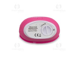 Massageador e Limpador Facial - Equipamento moderno de cuidados com a pele em plástico, design clean e formato vertical.