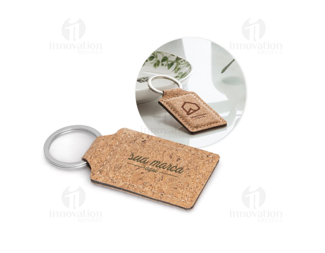 Chaveiro de cortiça artesanal - Perfeito para quem busca brindes originais e sustentáveis. Feito com material natural e