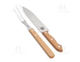 Kit Churrasco 2 Peças - Conjunto de utensílios de aço inoxidável para preparar deliciosos churrascos. Acompanha faca, garfo e
