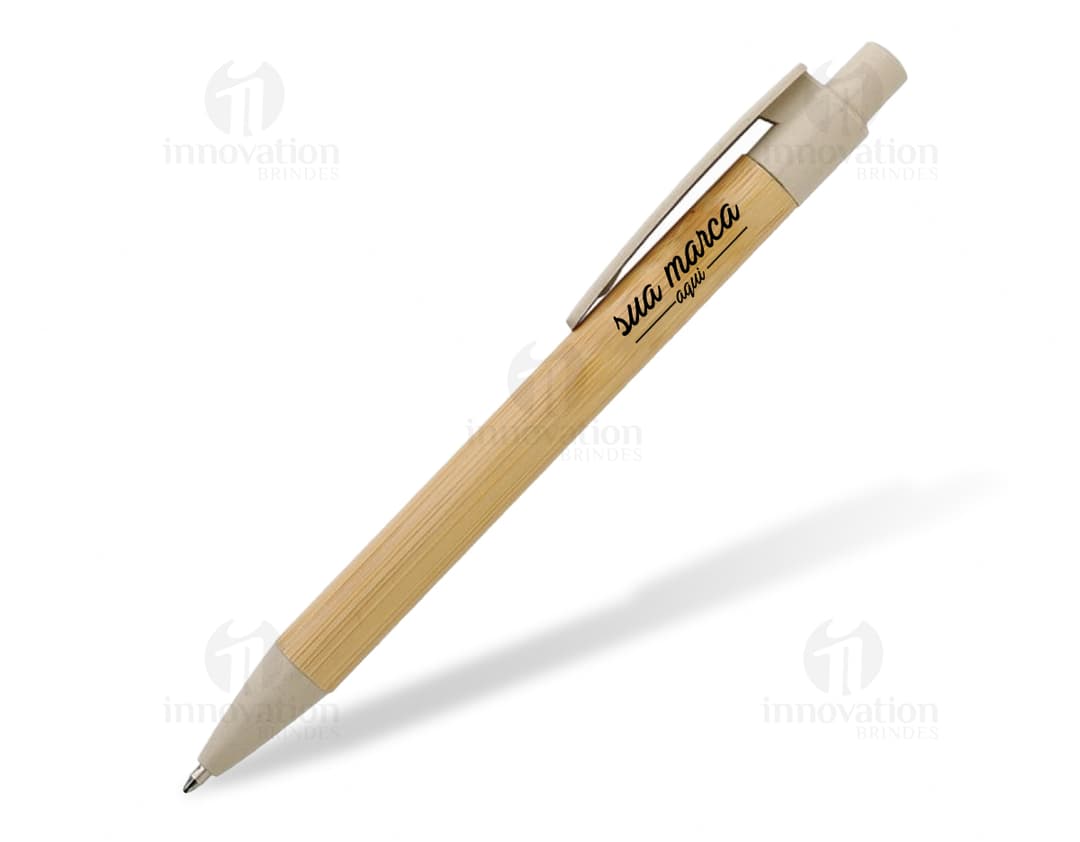 Caneta de bambu eco-friendly para escrita suave e sustentável. Ideal para uso no escritório, escola ou em casa. Feita de