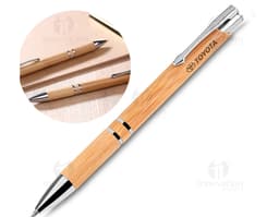 Caneta de bambu para escrita suave e sustentável. Ideal para uso na escola, escritório ou em casa. Feita com materiais de