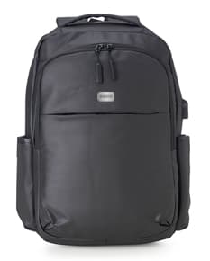 Mochila em couro sintético, ideal para viagens a trabalho ou lazer. Resistente, com alça ajustável e diversos compartimentos
