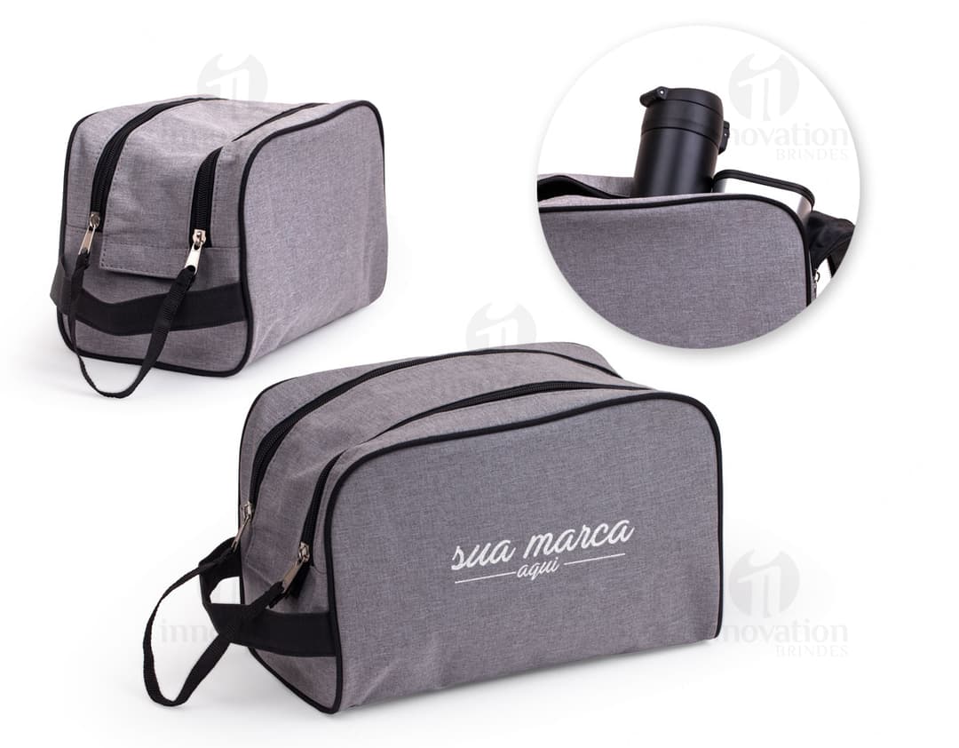 Necessaire de Couro Clássica e Elegante para Viagem e Shopping. Bolsa de luxo, moderna e retrô, com alça e fecho. Ideal para