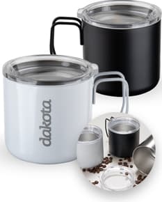 Caneca Inox 350ml - Ideal para desfrutar do seu café ou chá favorito pela manhã. Feita em material resistente e de alta