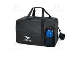 Bolsa esportiva vintage em couro preto para viagens e esportes ao ar livre. Design clássico com alça resistente e fecho