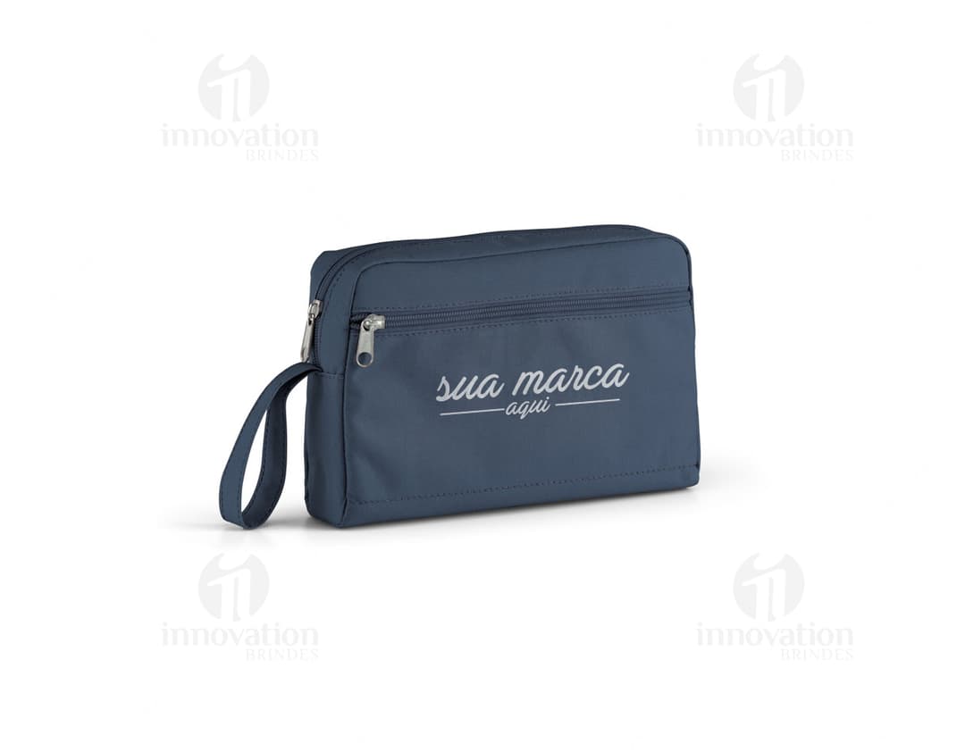 Necessaire pega bolso frontal 300D em couro preto, com fecho de zíper, ideal para armazenar dinheiro, cartões, documentos e