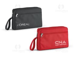 Necessaire pega bolso frontal 300D em couro preto, com fecho de zíper, ideal para armazenar dinheiro, cartões, documentos e