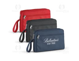 Necessaire pega bolso frontal 300D em couro preto, com fecho de zíper, ideal para armazenar dinheiro, cartões, documentos e