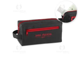 Necessaire 600D com alça lateral frontal em material resistente, preto, moderno e espaçoso para armazenar e transportar