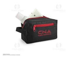 Necessaire 600D com alça lateral frontal em material resistente, preto, moderno e espaçoso para armazenar e transportar