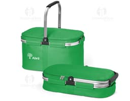 Bolsa térmica 600D removível 14L em amarelo e preto, feita de plástico e metal com alça resistente. Perfeita para armazenar e