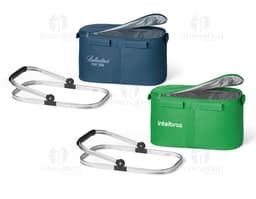 Bolsa térmica 600D removível 14L em amarelo e preto, feita de plástico e metal com alça resistente. Perfeita para armazenar e