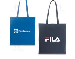 Sacola de algodão reciclado rPET 180 g em cor azul marinho.