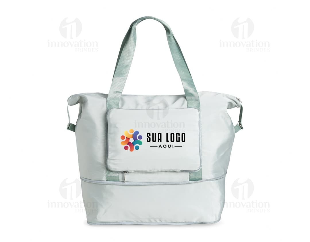 Bolsa Dobrável 35 litros em plástico moderno e elegante, com alça de mão e alças ajustáveis. Design prático e compacto, ideal