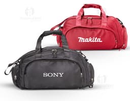 Bolsa esportiva 25 litros em couro preto para viagens e compras. Com alça ajustável e fecho moderno com zíper. Prática e