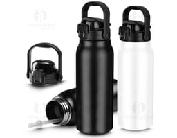 Garrafa térmica inox de 1,5 litros com bico, em metal prateado, com design moderno e seguro, perfeita para armazenar líquidos