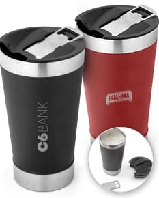 Copo térmico 630ml com abridor, ideal para armazenar e manter a temperatura de bebidas como café, cappuccino, chocolate