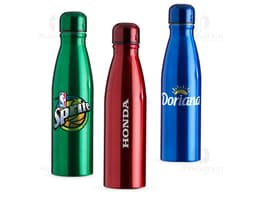 Garrafa de alumínio com capacidade de 630ml.