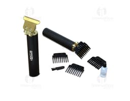 Máquina de cortar cabelo recarregável com design elegante e acabamento cromado. Perfeita para uso profissional ou doméstico.