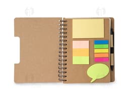 Caderneta com autoadesivos e caneta - ideal para organizar suas anotações no dia a dia. Perfeita para estudantes e