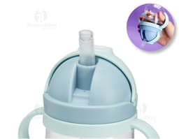 Copo de Transição Infantil 350ml em plástico amarelo transparente, com design clean e seguro para crianças, ideal para
