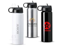 Squeeze de alumínio robusto com tampa flip, ideal para armazenar líquidos. O design é clean e elegante, com a tampa flip