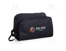 Nécessaire de poliéster preto para um estilo moderno e elegante. Perfeito para viagens ou uso diário, este acessório de luxo
