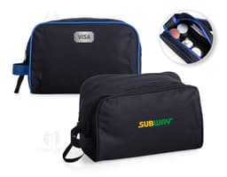 Necessaire de Poliéster Preto para Viagens e Organização. Ideal para Armazenar Cosméticos e Acessórios de Forma Prática e
