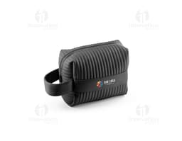 Bolsa de cosméticos em PU moderna e segura, perfeita para organizar seus acessórios de beleza. Feita em material sintético de
