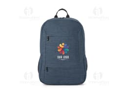 Mochila notebook portátil 300D reciclado preta feita de couro, com alça de mão, alça de ombro, zíper, bolso e compartimentos