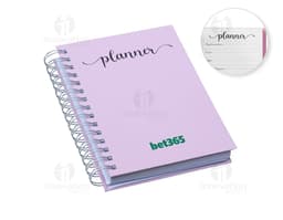 Planner Percalux Anual com capa dura, folhas em branco e marcador de página.