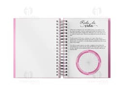 Planner Percalux Anual com capa dura, folhas em branco e marcador de página.